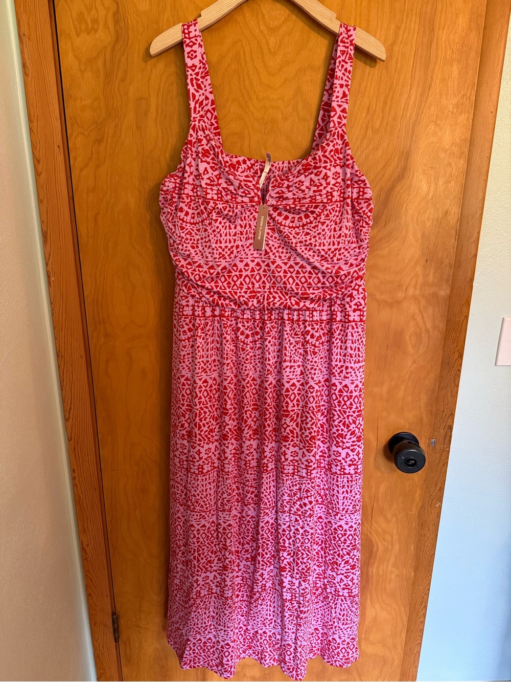 NWT Soma Soft Jersey V Wire Maxi Bra Red Pink Maxi Dress Mosaic Tattoo Size XXL